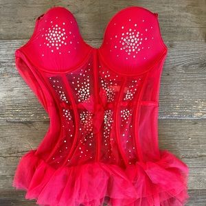 Victoria Secret❤️‍🔥 Redhot ❤️‍🔥Rhinestone Dazzle Sexxxxxy Bustier Lingerie